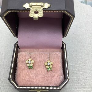 Juicy Couture Enamel Flowers Gold Stud Earrings